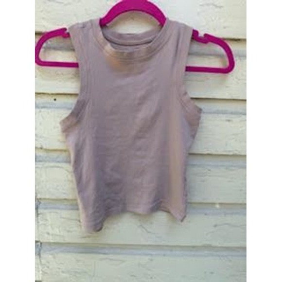wild fable Tops - Wild Fable Mauve Taupe Ribbed Tank Top High Neck Sleeveless Crop Top XS